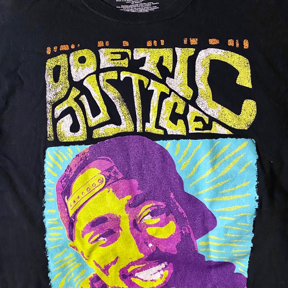 Tupac Fashion Nova Unisex Poetic Justice Black Neon Graphic T-Shirt!